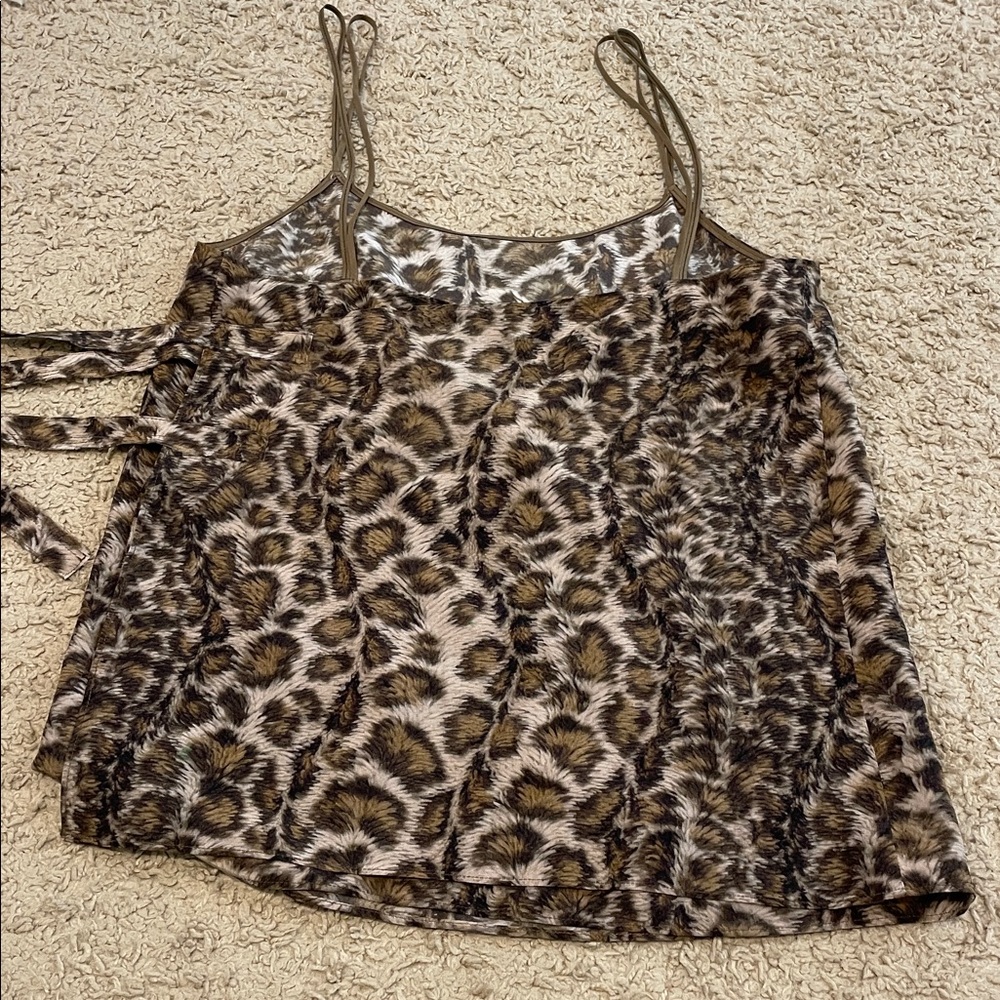 Helmut Lang SILK Muted Animal Print Double Strap Wrap Around Camisole 
 S NWOT - Picture 9 of 13